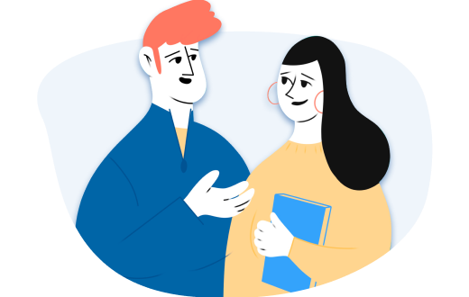 Девушка и мужчина разговаривают